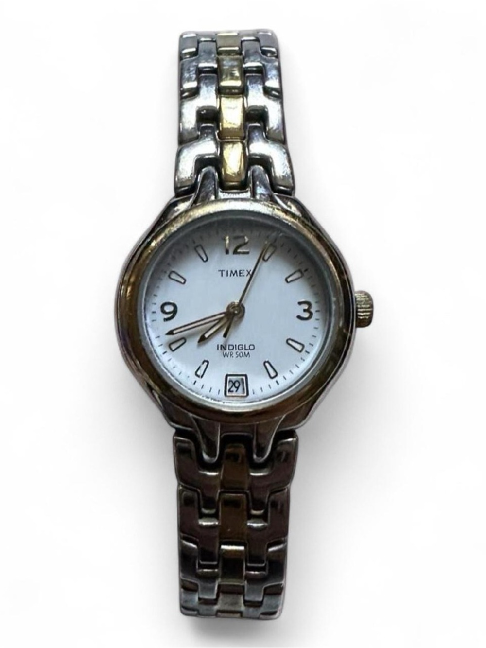Vintage Timex Indiglo Two-Tone Stainless Steel Watch - White Dial